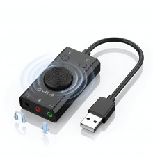 Аудио-адаптер | с USB на 3 × 3.5 мм | Orico SC2 | Внешняя звуковая карта